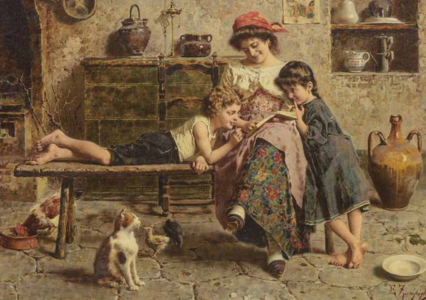 Eugenio Zampighi pittore quadro dipinto scene-genere