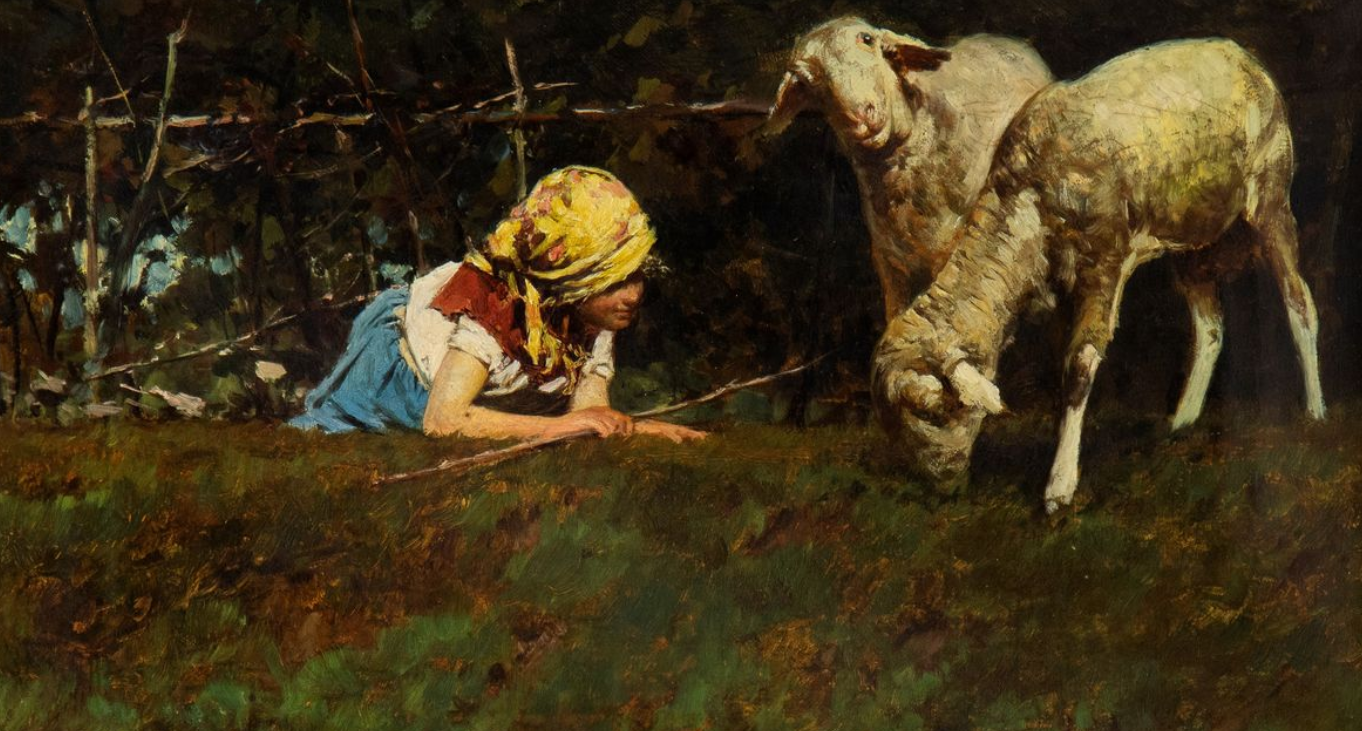 Pietro Pajetta pittore quadro dipinto scena di genere